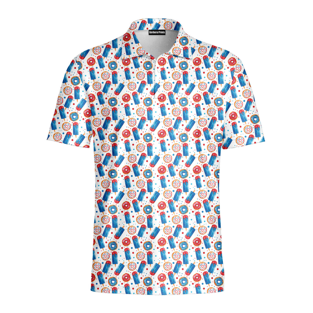 Patriotic Rocket Ice-Pop - Golf Polo Shirt-Polo Shirt For Men-Gerbera Prints