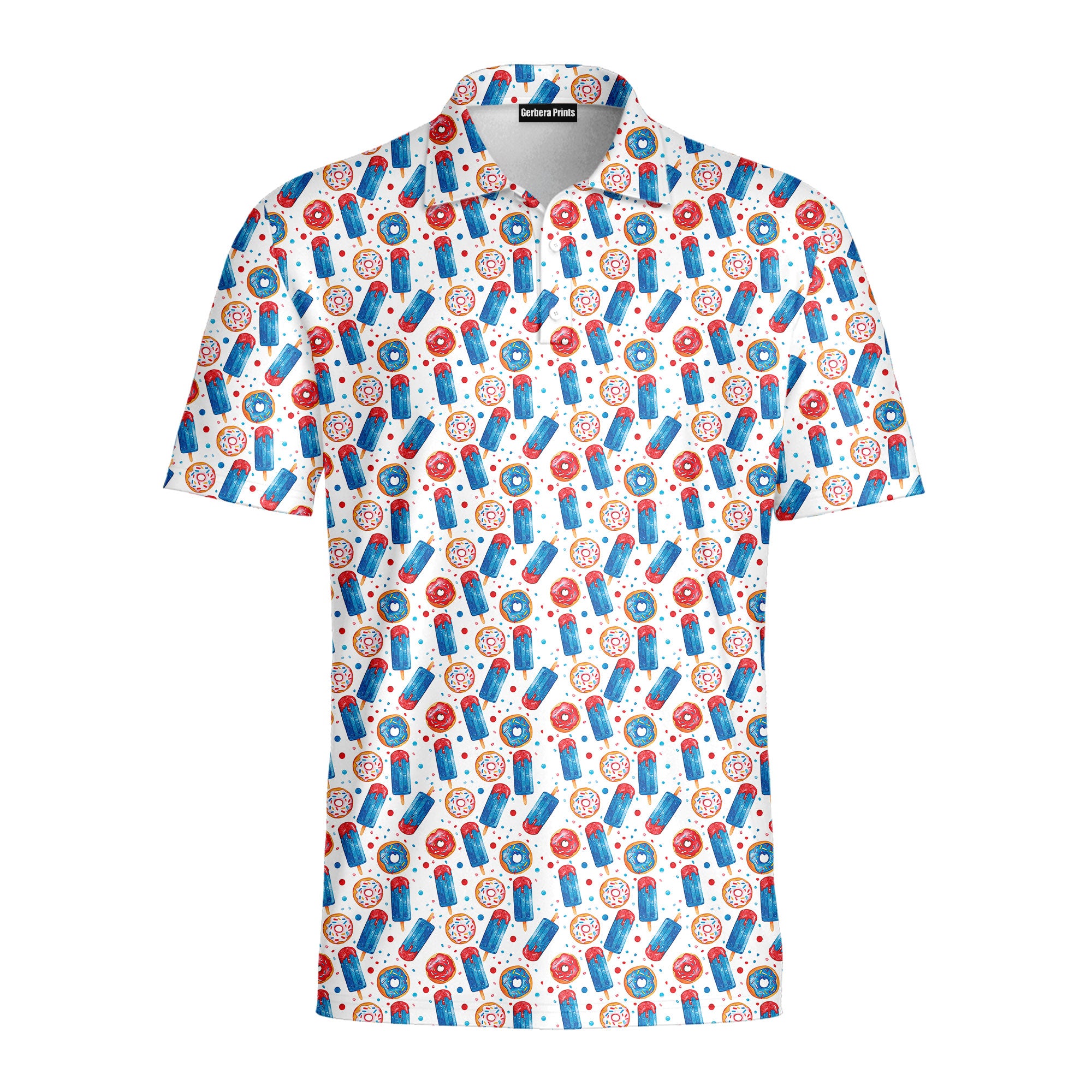 Patriotic Rocket Ice-Pop - Golf Polo Shirt-Polo Shirt For Men-Gerbera Prints