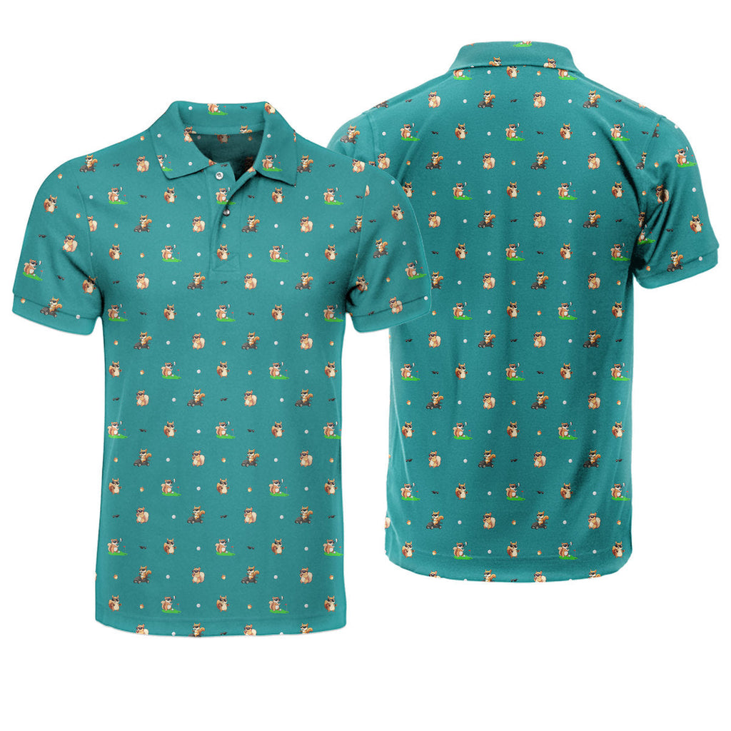 Squirrel Golf Polo Shirt - Golf Polo Shirt-Polo Shirt For Men-Gerbera Prints