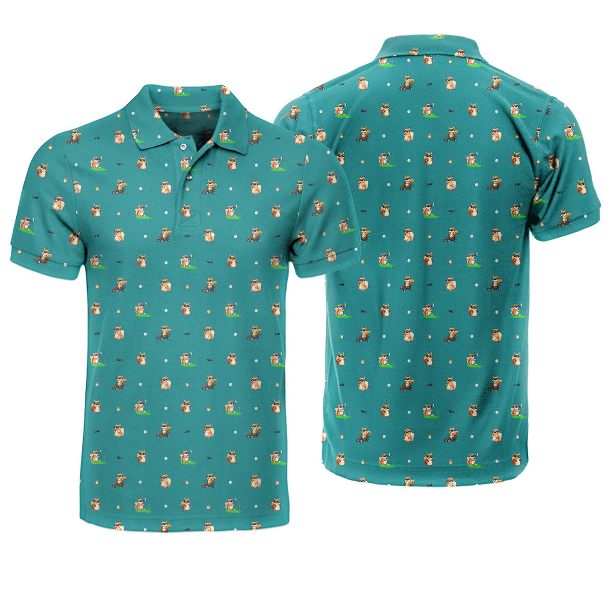 Squirrel Golf Polo Shirt - Golf Polo Shirt-Polo Shirt For Men-Gerbera Prints