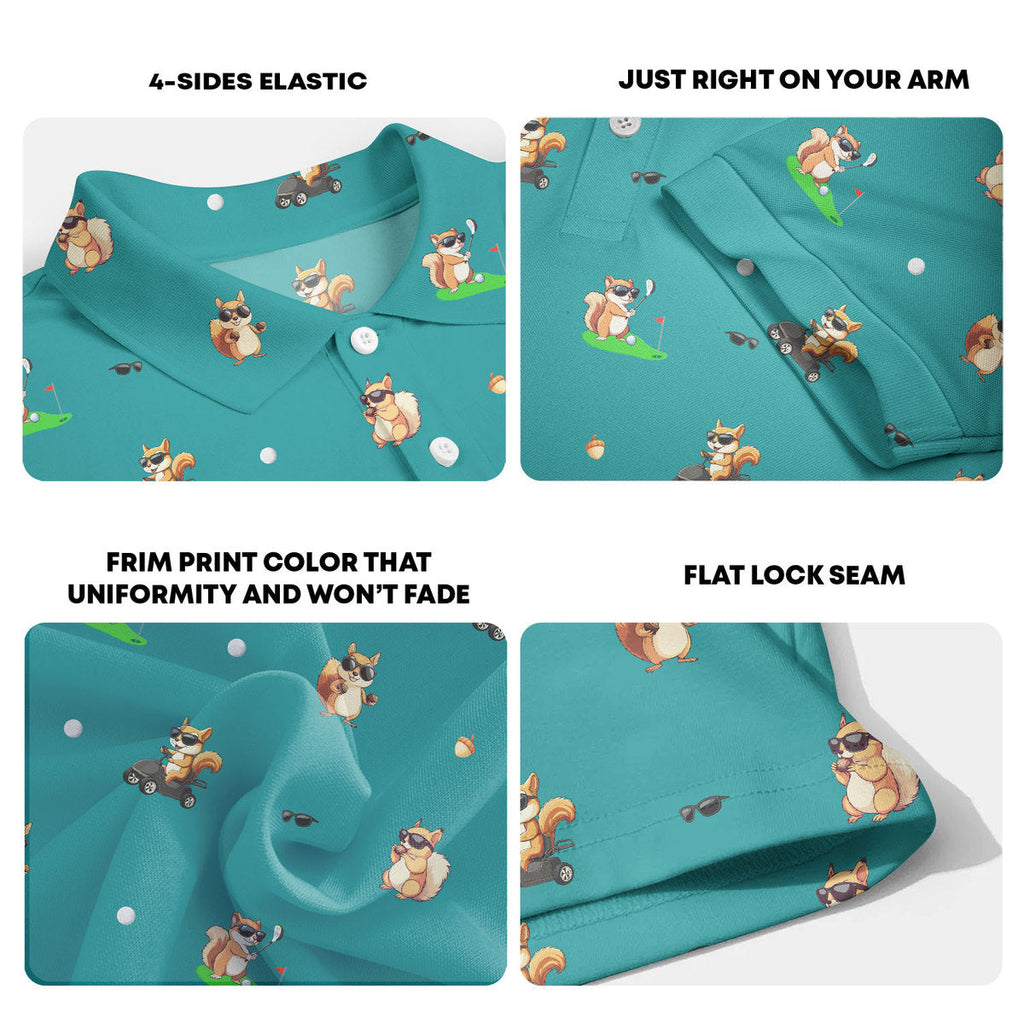 Squirrel Golf Polo Shirt - Golf Polo Shirt-Polo Shirt For Men-Gerbera Prints