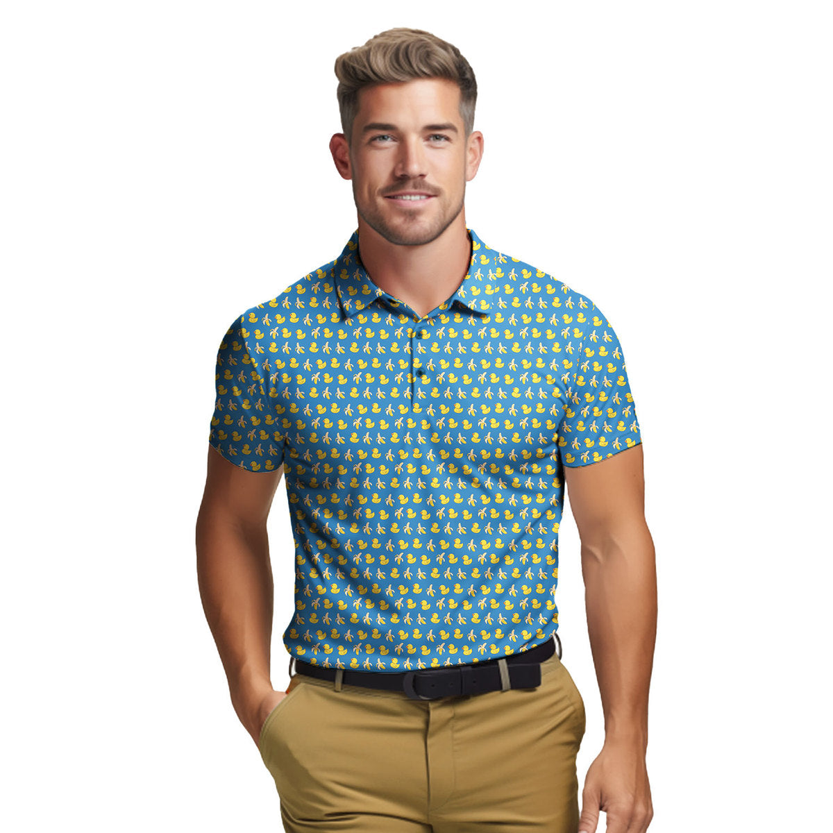 Swinging The Big Duck - Funny Golf Polo Shirt-Polo Shirt For Men-Gerbera Prints