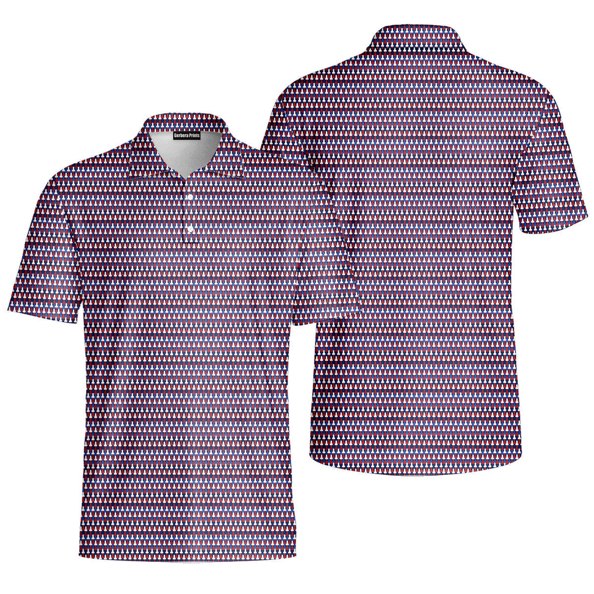 Frank and Beans Funny American-Polo Shirt For Men-Gerbera Prints