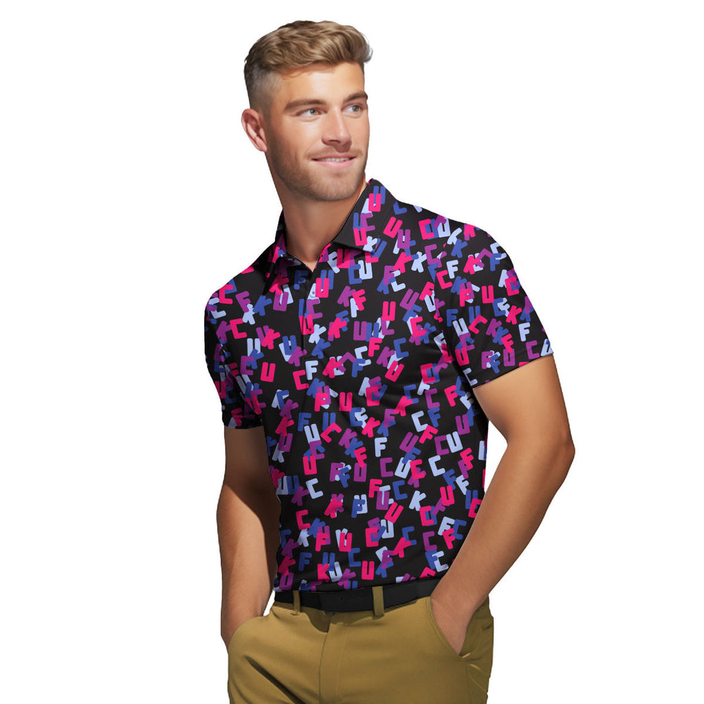 Hidden Words - Funny Golf Polo Shirt-Polo Shirt For Men-Gerbera Prints