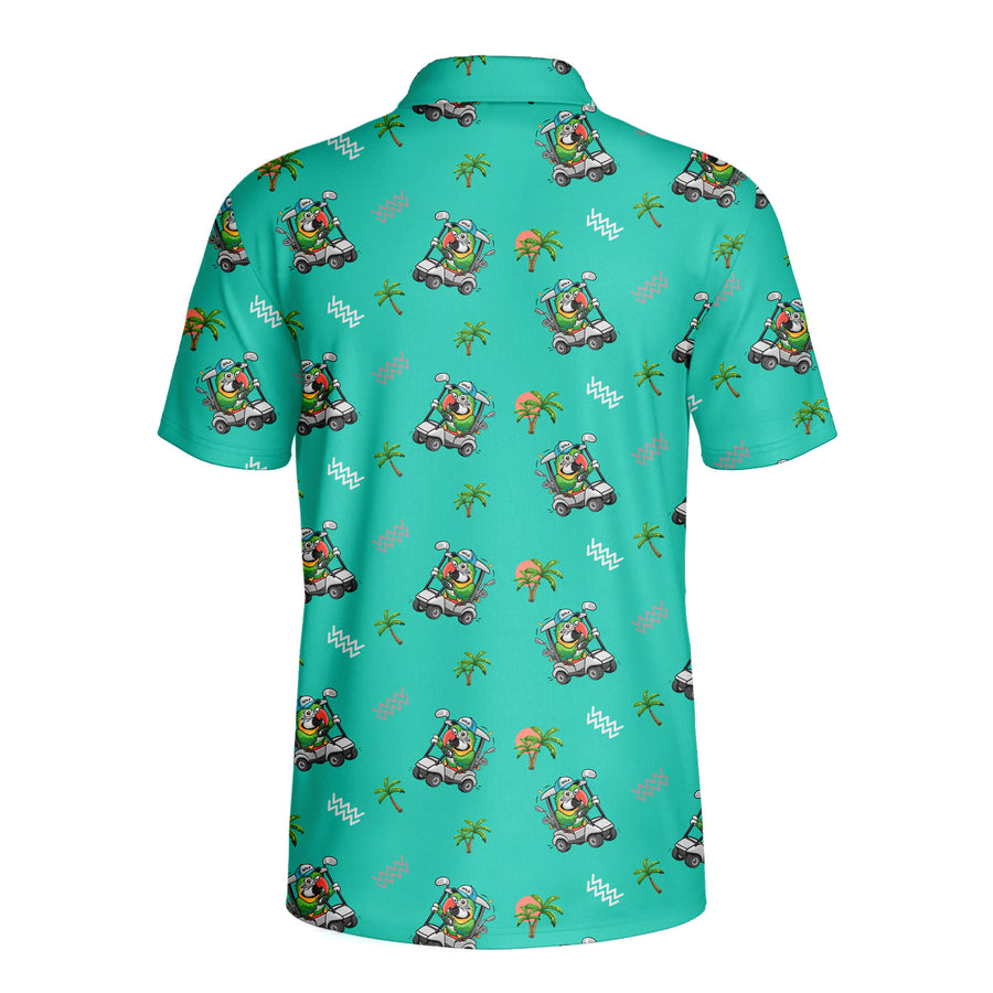 Back preview of Parrot Drives Golf Cart - Golf Polo Shirt with your team and number