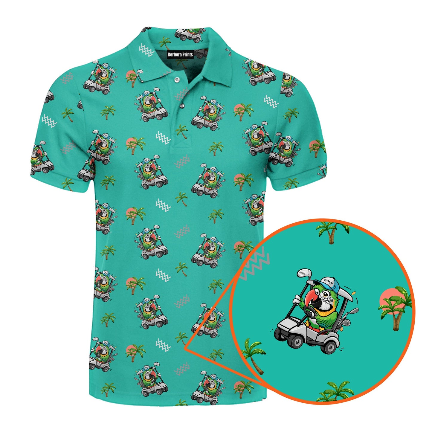 Parrot Drives Golf Cart - Golf Polo Shirt