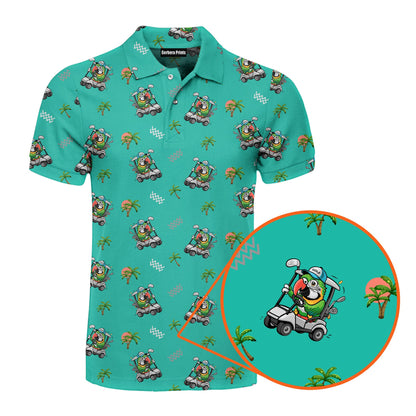 Parrot Drives Golf Cart - Golf Polo Shirt