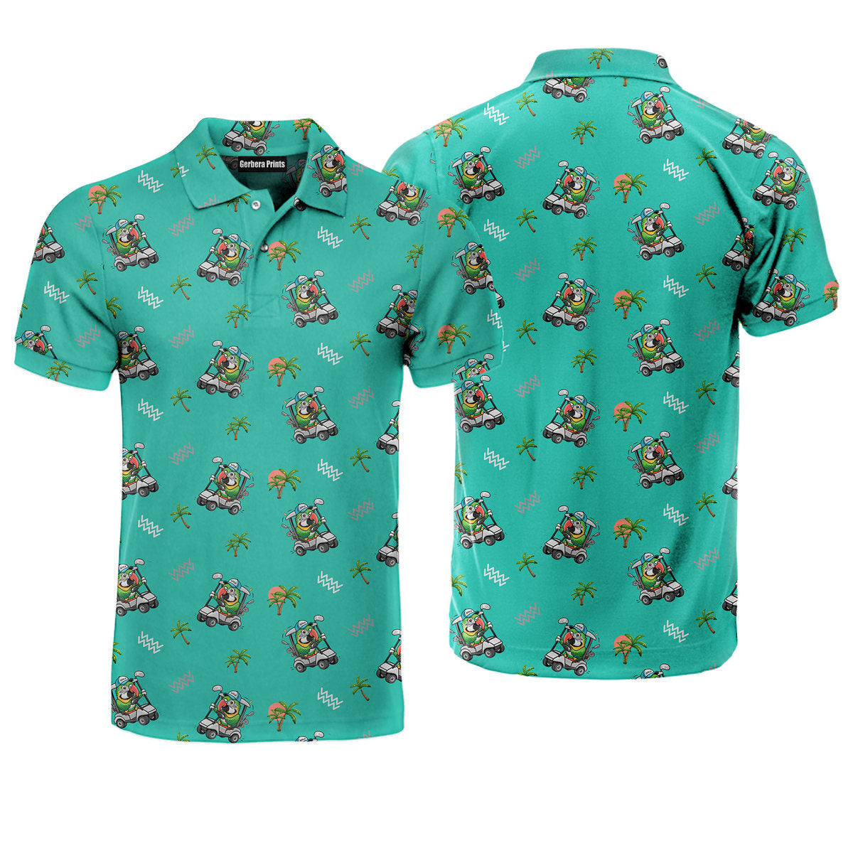 Parrot Drives Golf Cart - Golf Polo Shirt