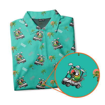 Parrot Drives Golf Cart - Golf Polo Shirt