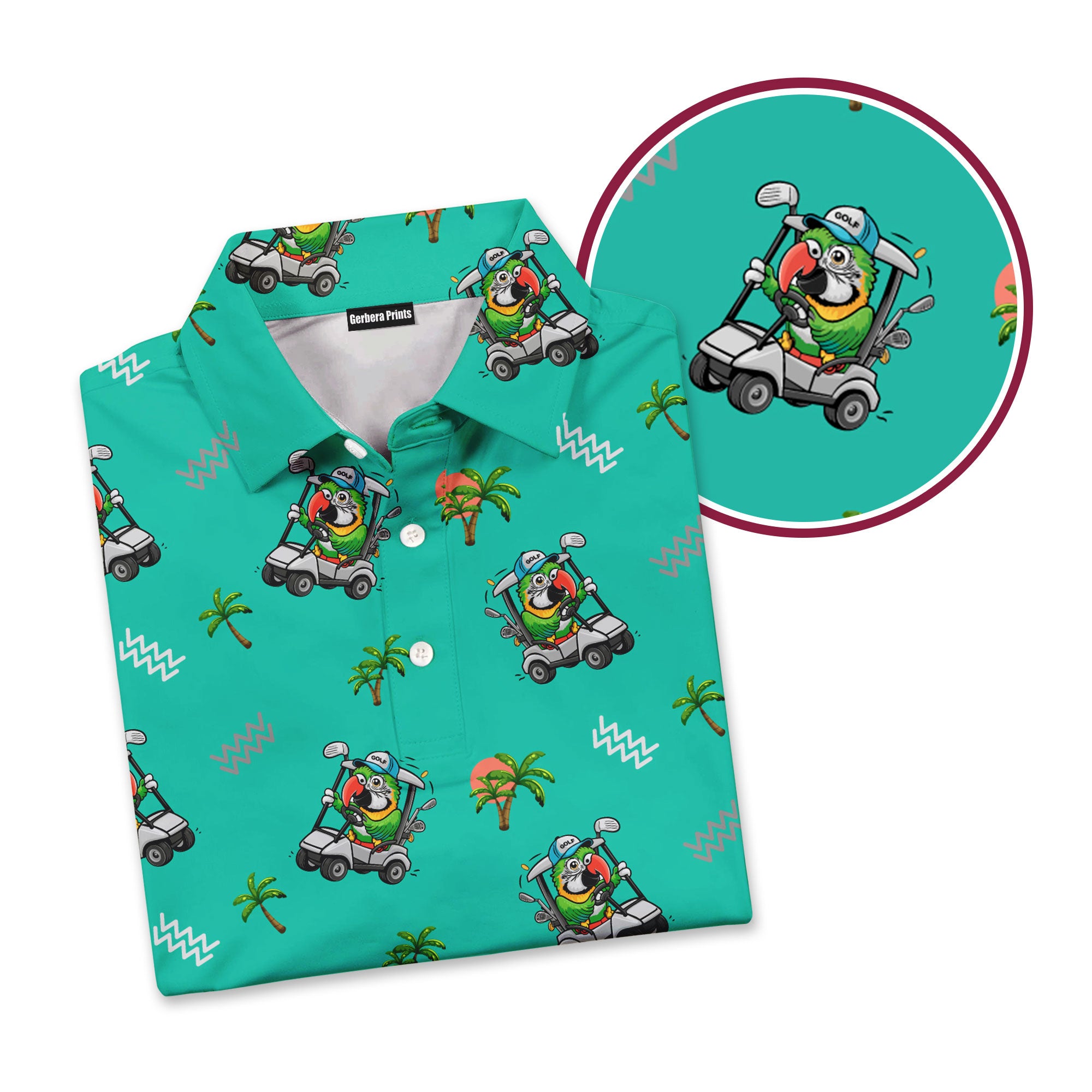 Parrot Drives Golf Cart - Golf Polo Shirt
