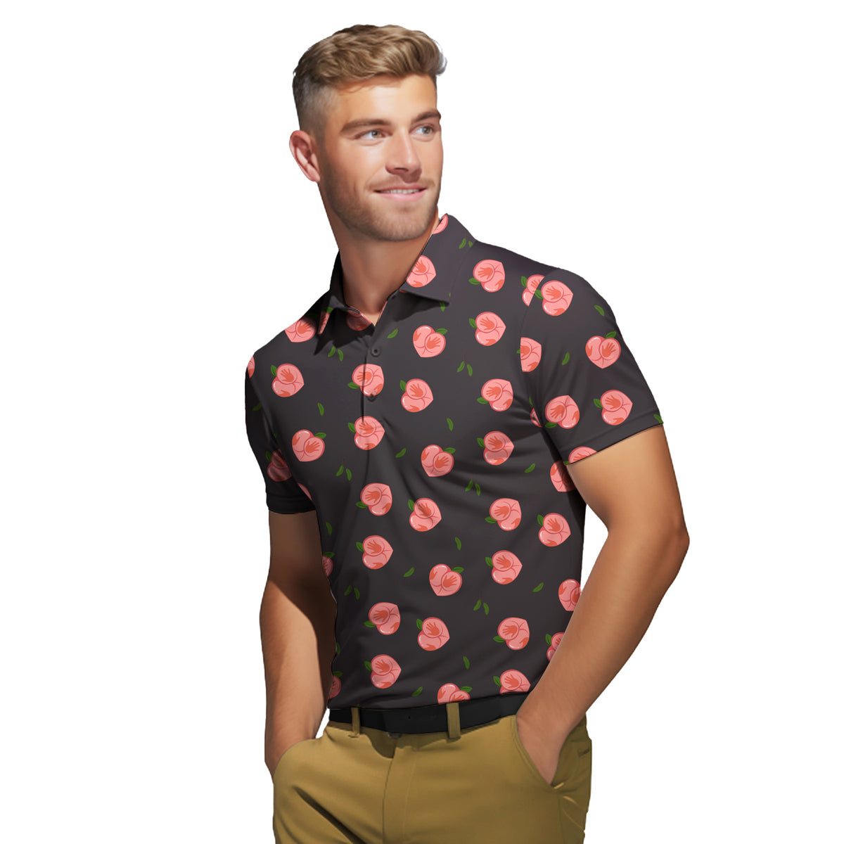 Nice Peaches - Funny Golf Polo Shirt-Polo Shirt For Men-Gerbera Prints