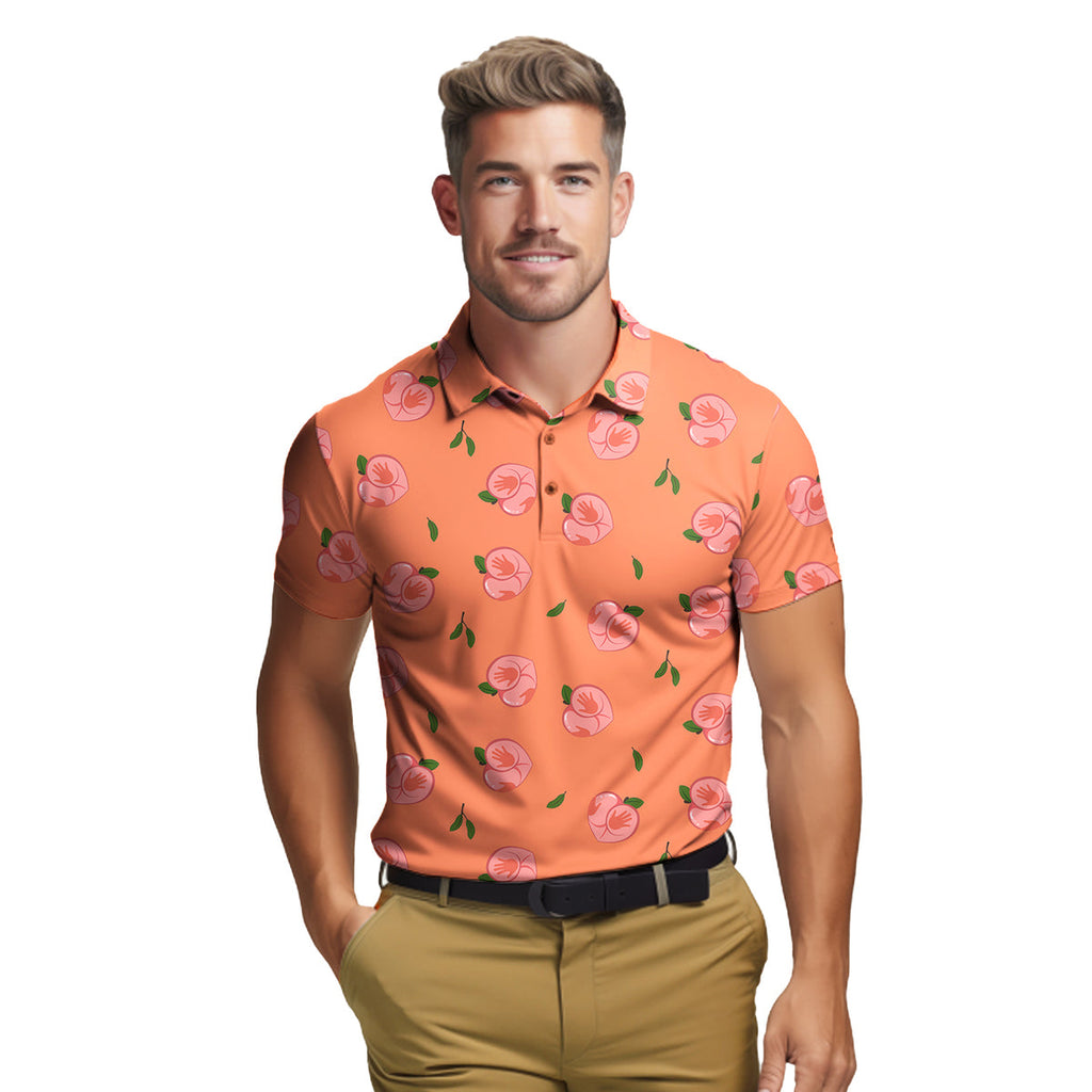Nice Peaches - Funny Golf Polo Shirt-Polo Shirt For Men-Gerbera Prints