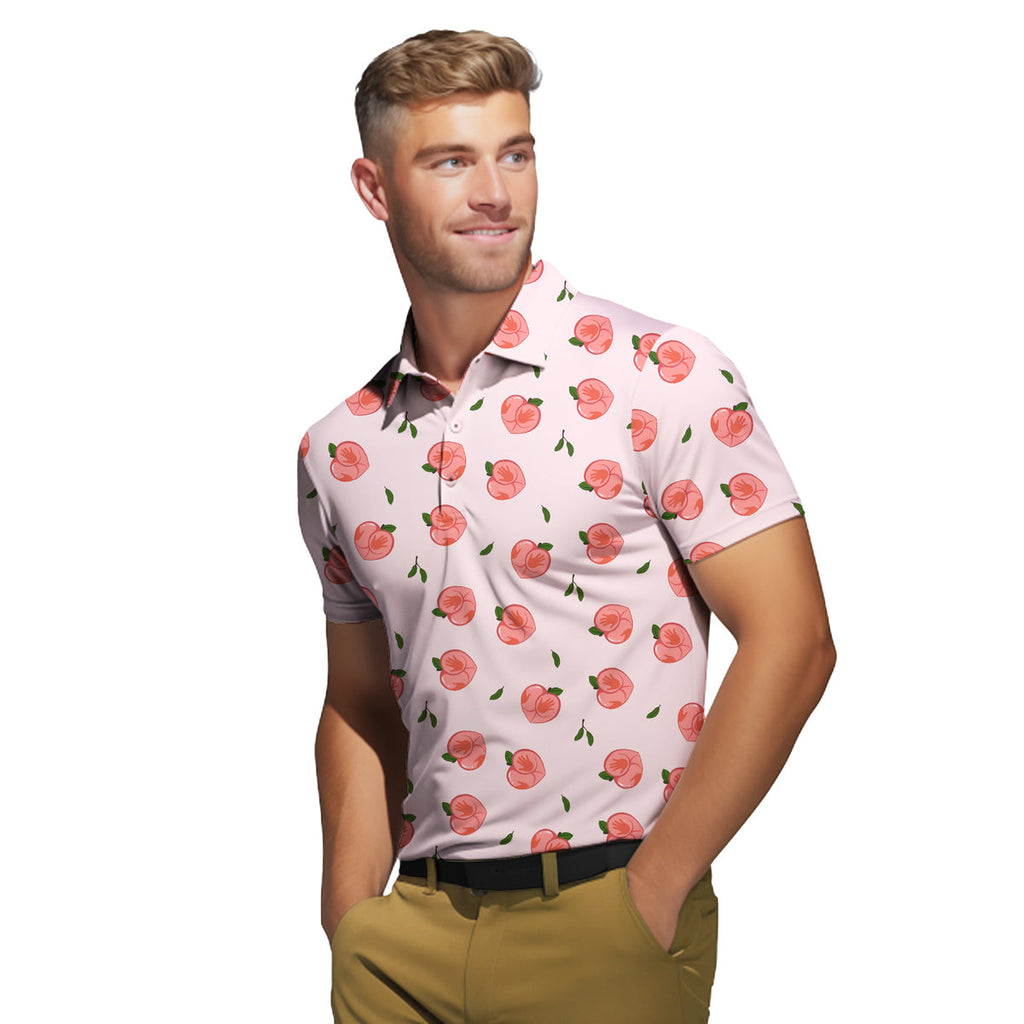 Nice Peaches - Funny Golf Polo Shirt-Polo Shirt For Men-Gerbera Prints