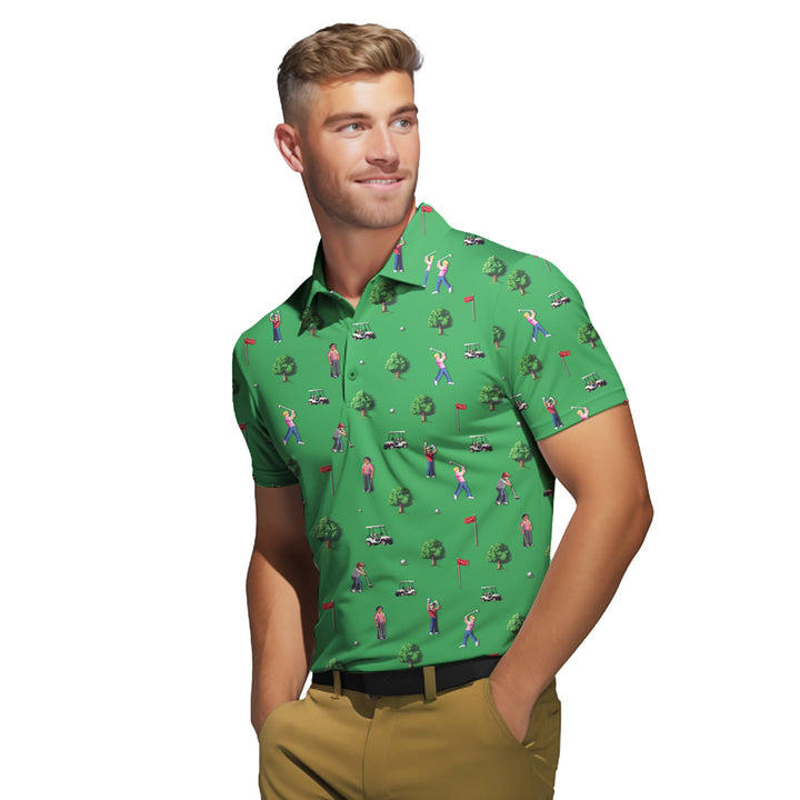 8-Bit Birdie Golf Polo Shirt For Men