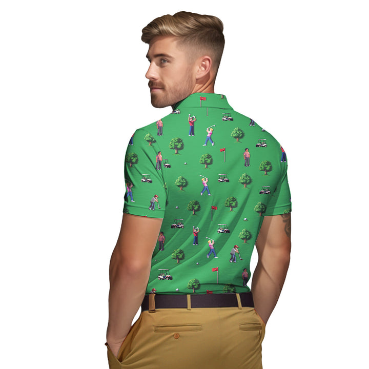 8-Bit Birdie Golf Polo Shirt For Men