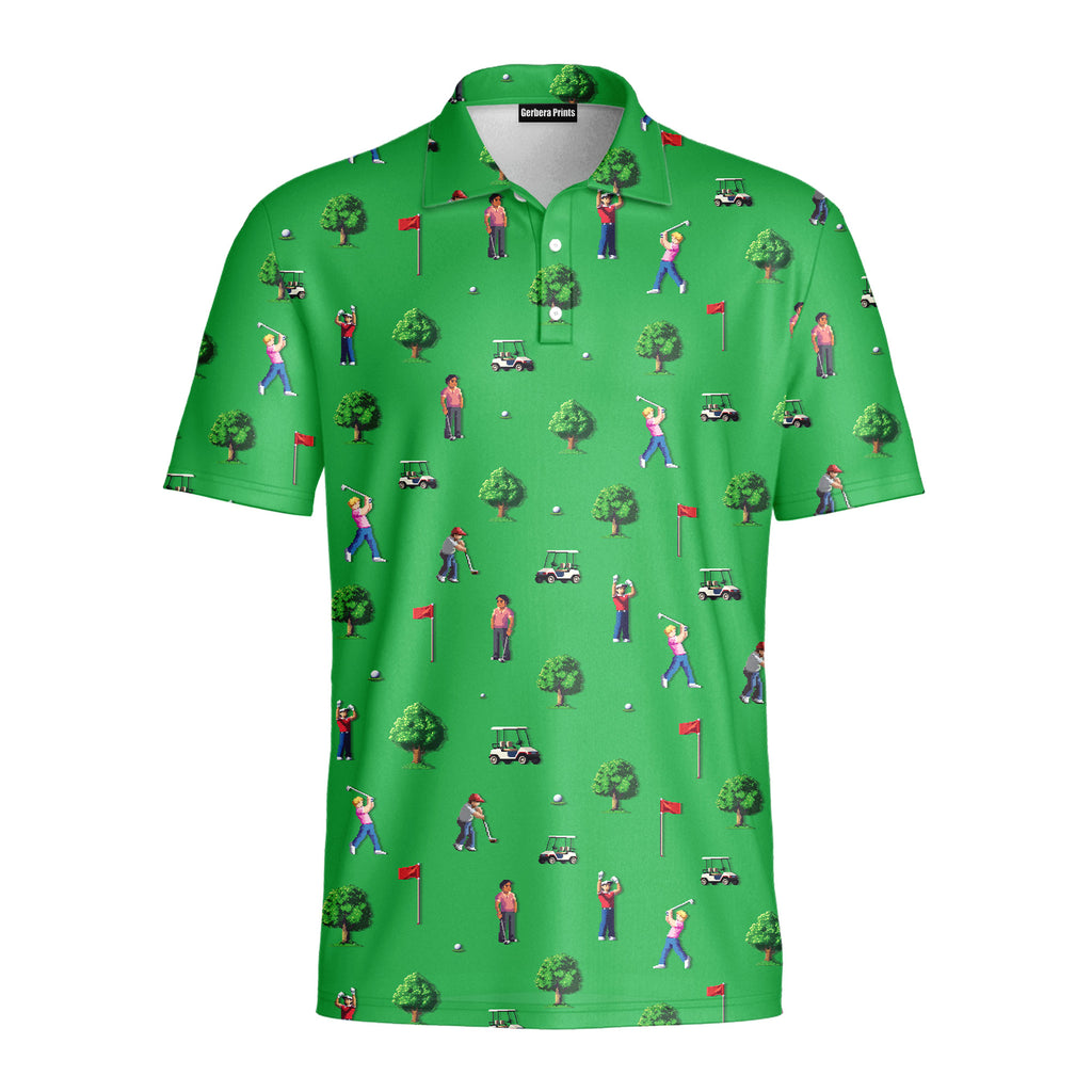 8-Bit Birdie - Golf Polo Shirt-Polo Shirt For Men-Gerbera Prints