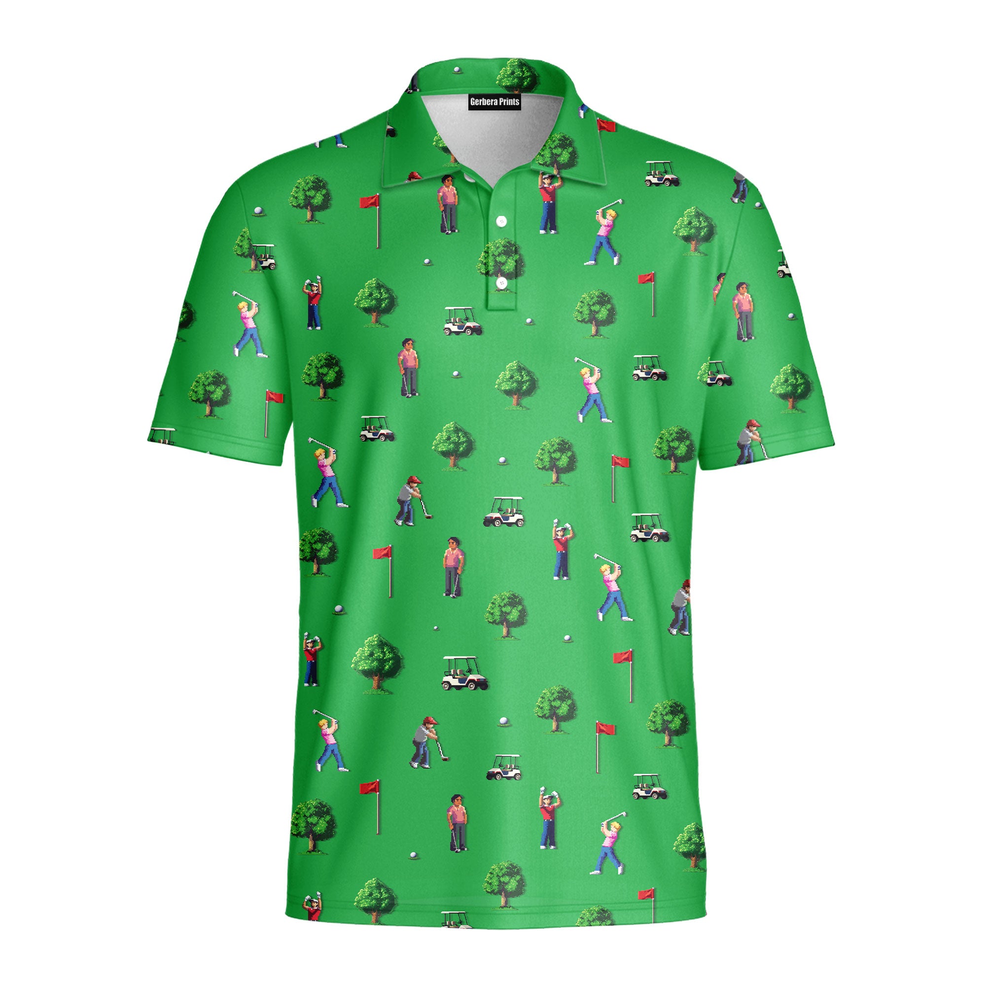 8-Bit Birdie - Golf Polo Shirt-Polo Shirt For Men-Gerbera Prints