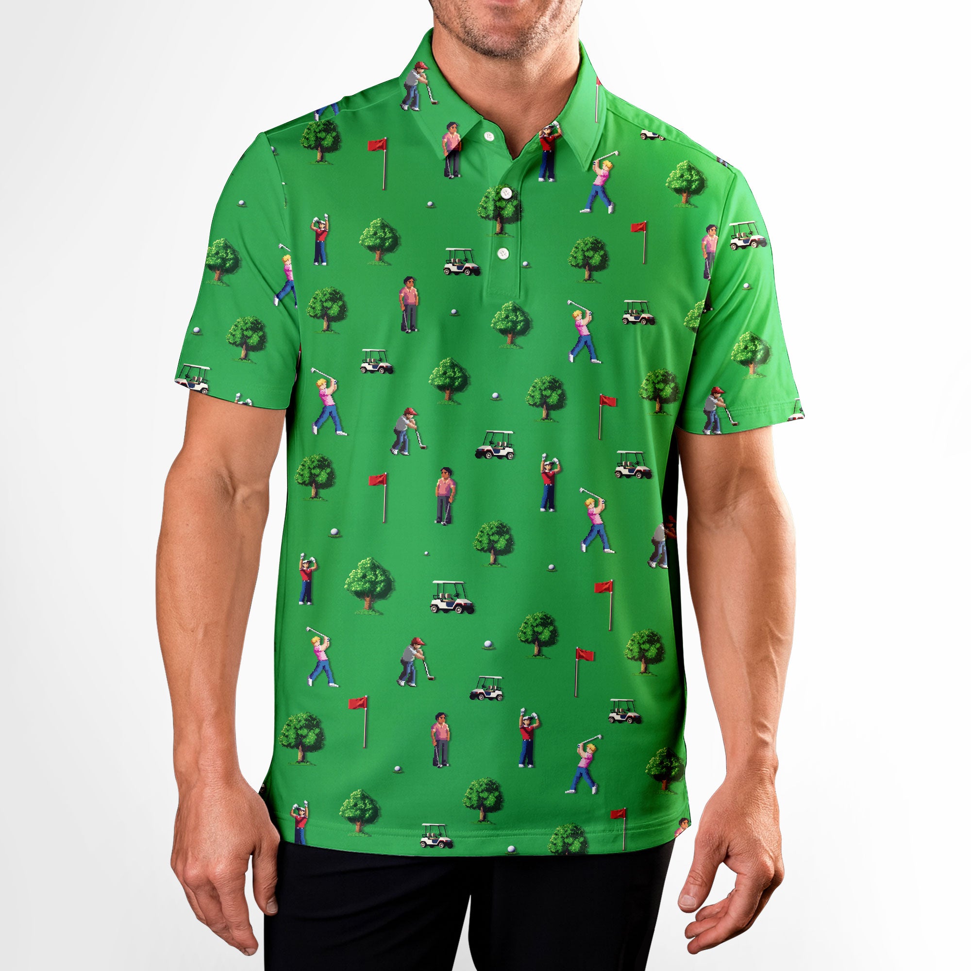 8-Bit Birdie - Golf Polo Shirt-Polo Shirt For Men-Gerbera Prints