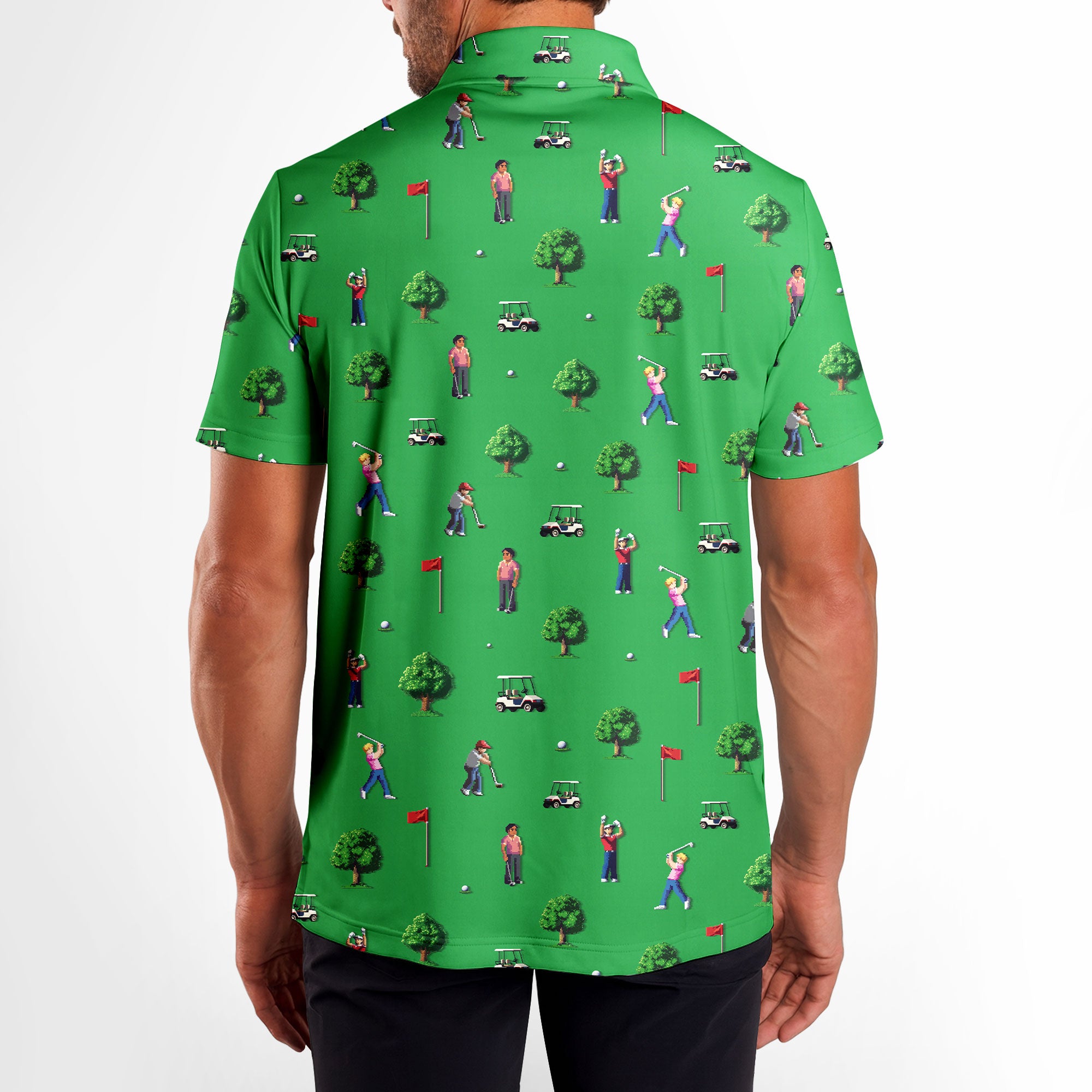 8-Bit Birdie - Golf Polo Shirt-Polo Shirt For Men-Gerbera Prints