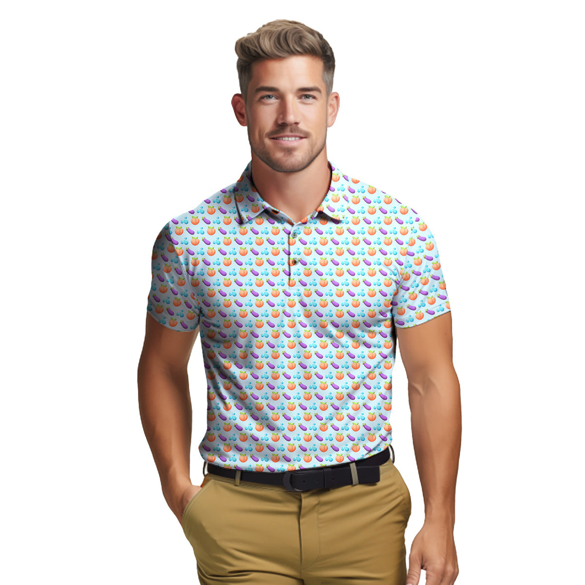 A Taste of Eggplant & Peach - Funny Golf Polo Shirt-Polo Shirt For Men-Gerbera Prints