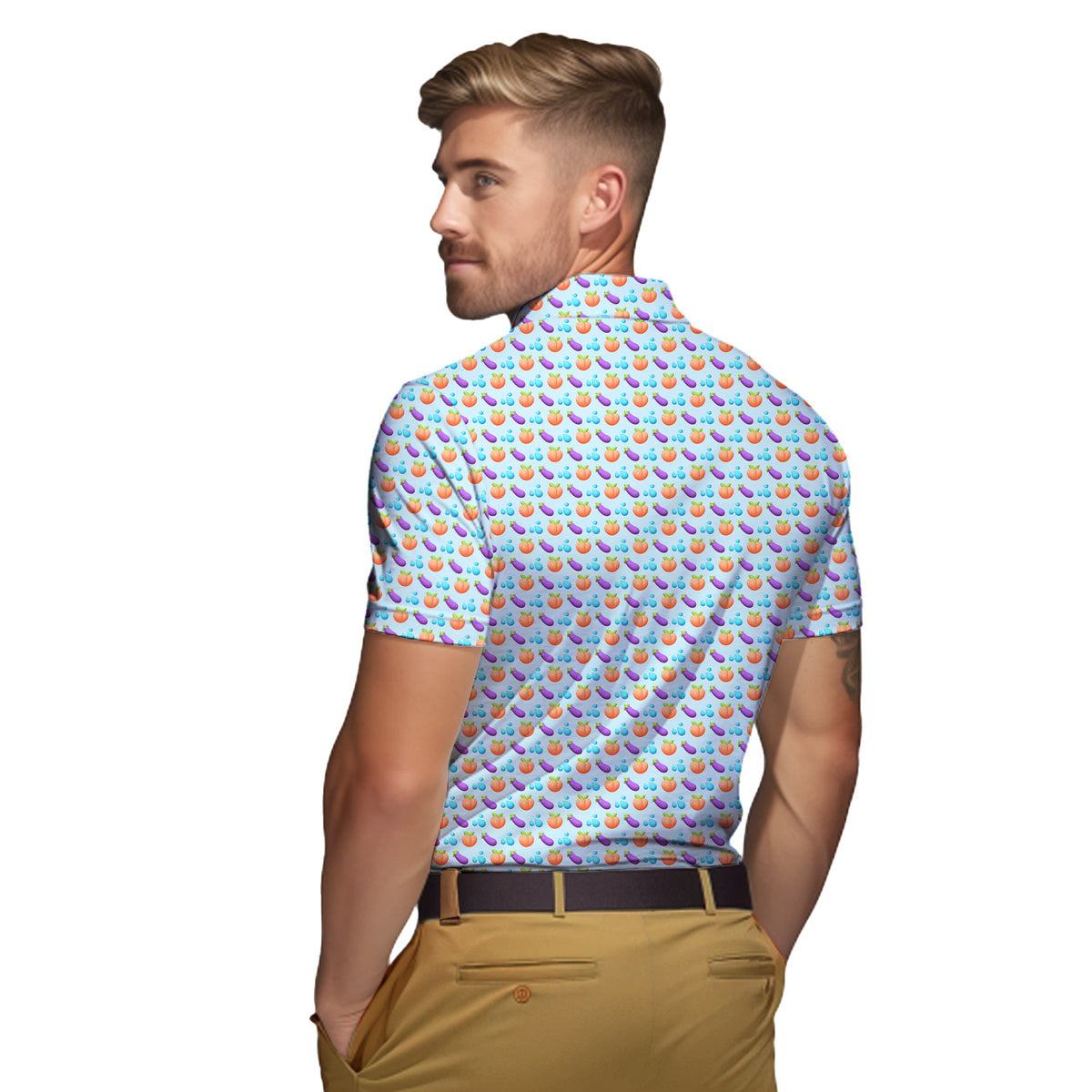 A Taste of Eggplant & Peach - Funny Golf Polo Shirt-Polo Shirt For Men-Gerbera Prints