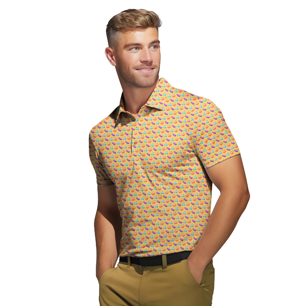 A Taste of Eggplant & Peach - Funny Golf Polo Shirt-Polo Shirt For Men-Gerbera Prints