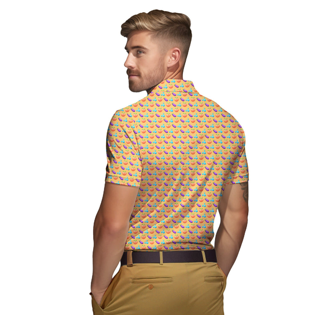 A Taste of Eggplant & Peach - Funny Golf Polo Shirt-Polo Shirt For Men-Gerbera Prints