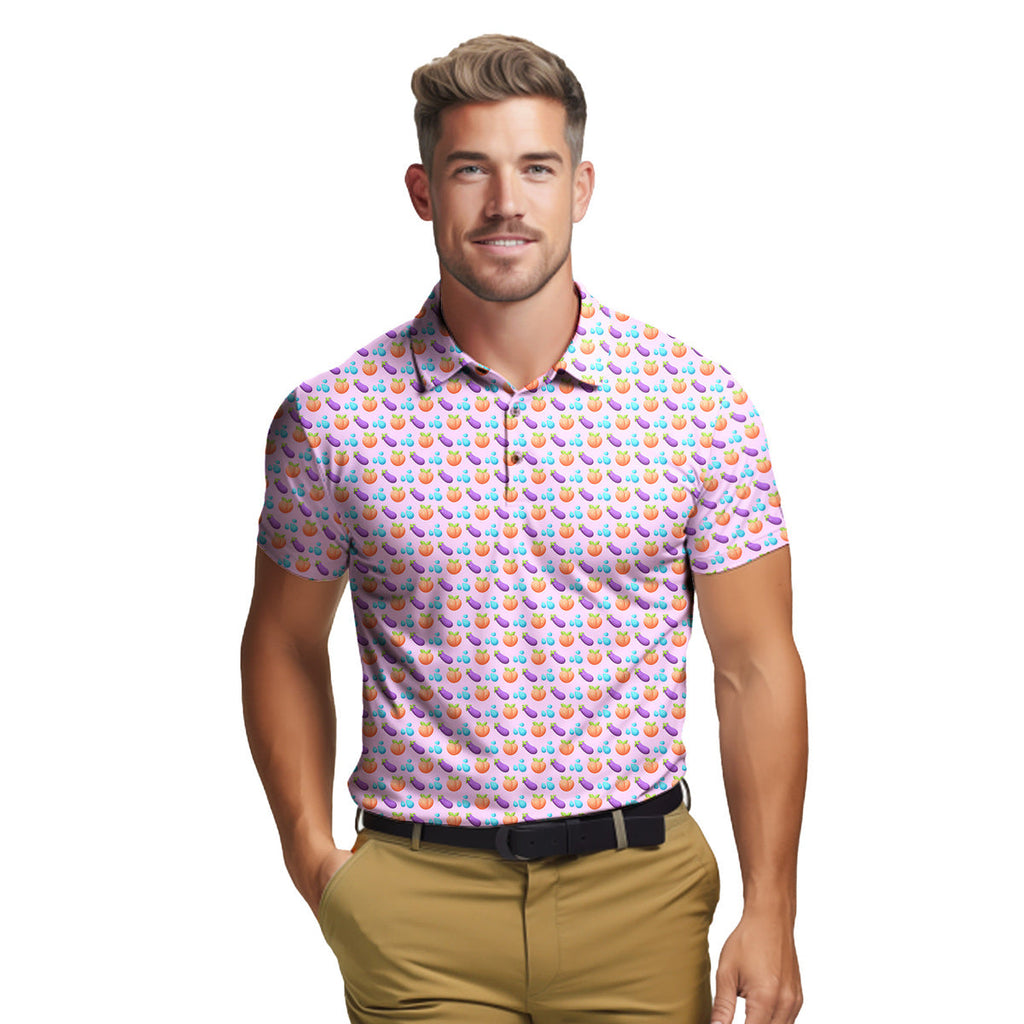 A Taste of Eggplant & Peach - Funny Golf Polo Shirt-Polo Shirt For Men-Gerbera Prints