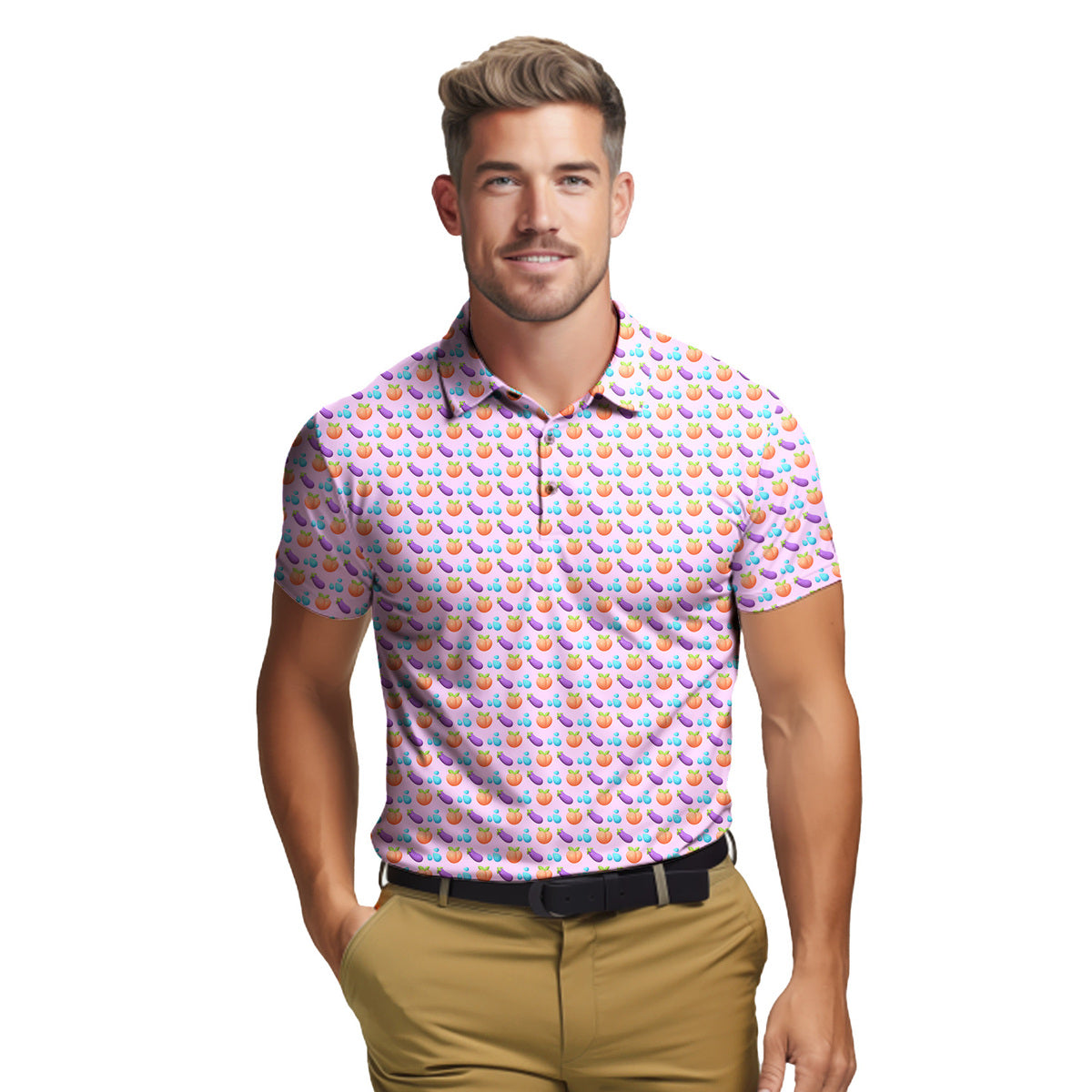 A Taste of Eggplant & Peach - Funny Golf Polo Shirt-Polo Shirt For Men-Gerbera Prints