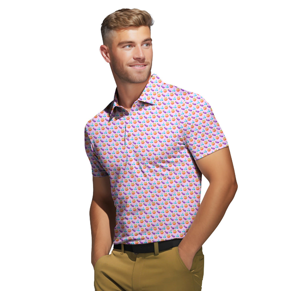 A Taste of Eggplant & Peach - Funny Golf Polo Shirt-Polo Shirt For Men-Gerbera Prints