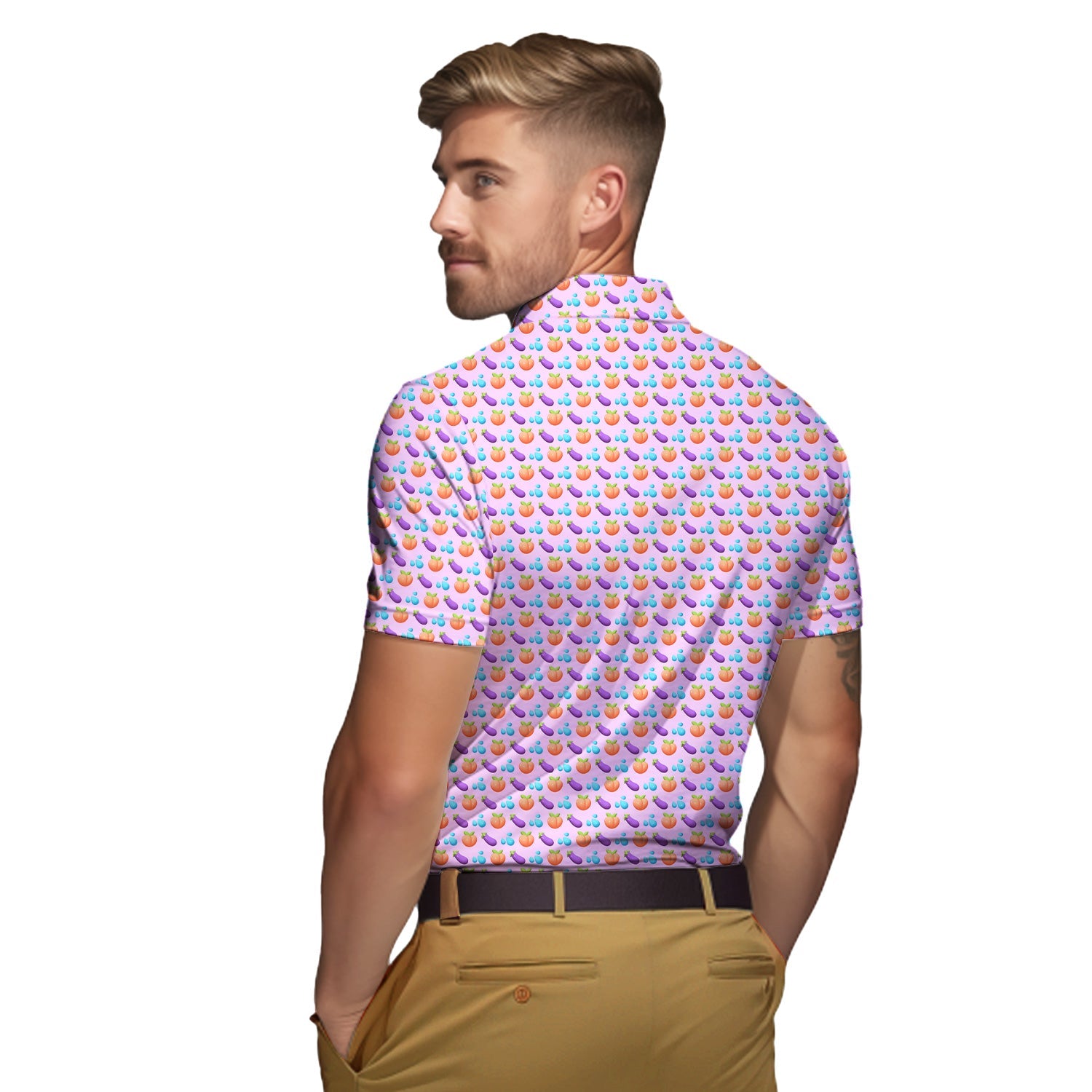 A Taste of Eggplant & Peach - Funny Golf Polo Shirt-Polo Shirt For Men-Gerbera Prints