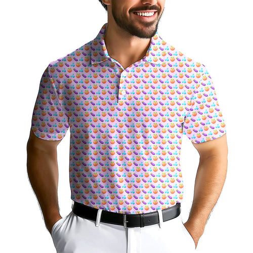 A Taste of Eggplant & Peach-Polo Shirt For Men-Gerbera Prints