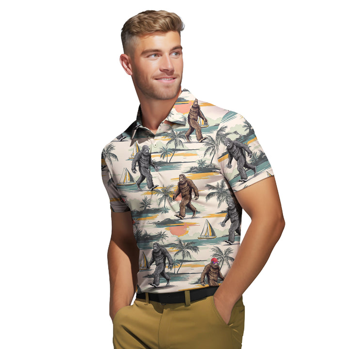 Bigfoot Sasquatch Tropical Discovery Journey - Golf Polo Shirt