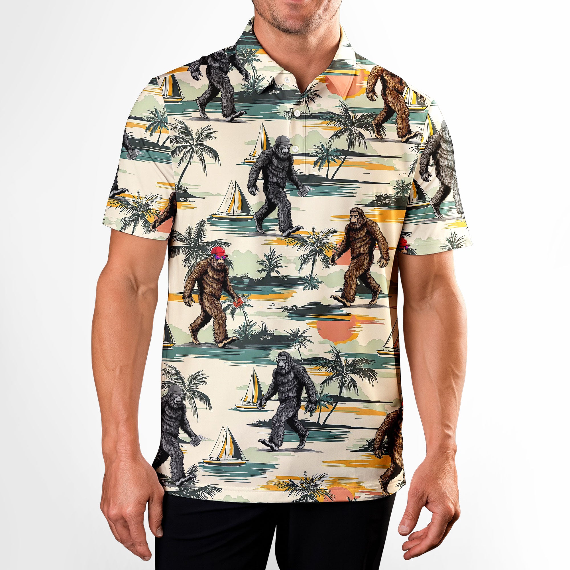 Bigfoot Sasquatch Tropical Discovery Journey - Golf Polo Shirt