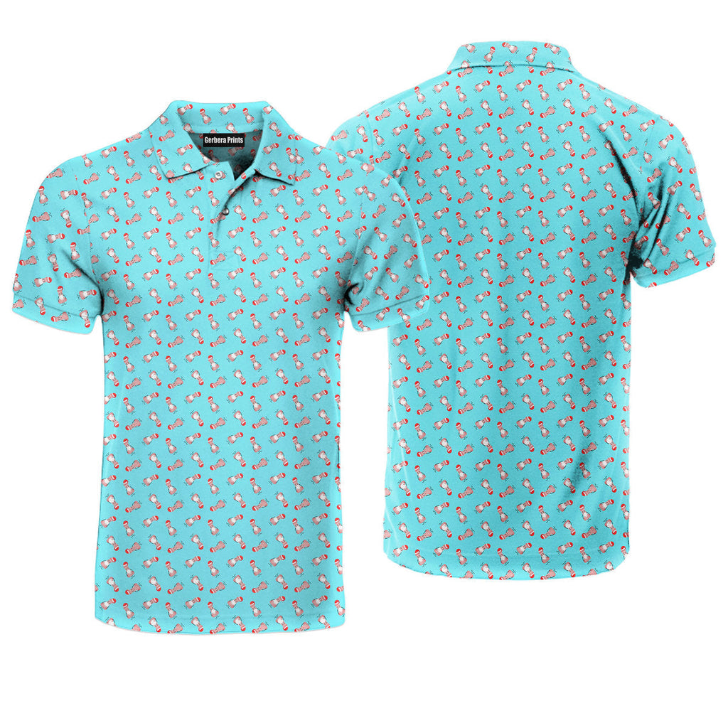Funny Christmas Cocks Pattern - Funny Golf Polo Shirt-Polo Shirt For Men-Gerbera Prints