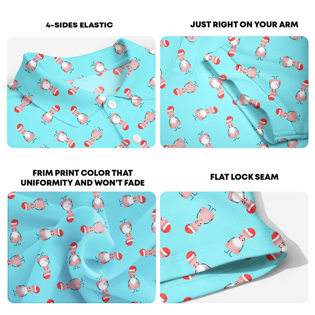 Funny Christmas Cocks Pattern - Funny Golf Polo Shirt-Polo Shirt For Men-Gerbera Prints