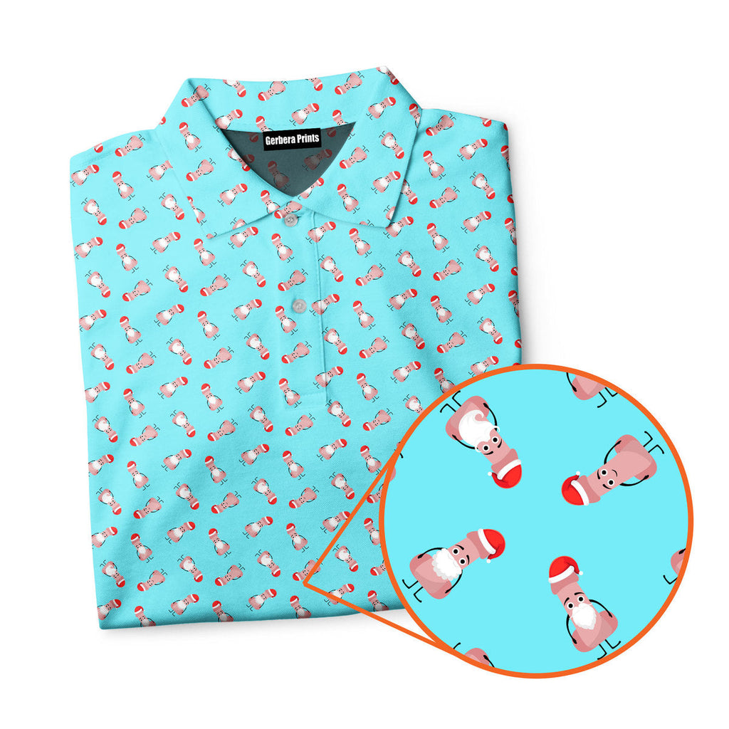 Funny Christmas Cocks Pattern - Funny Golf Polo Shirt-Polo Shirt For Men-Gerbera Prints