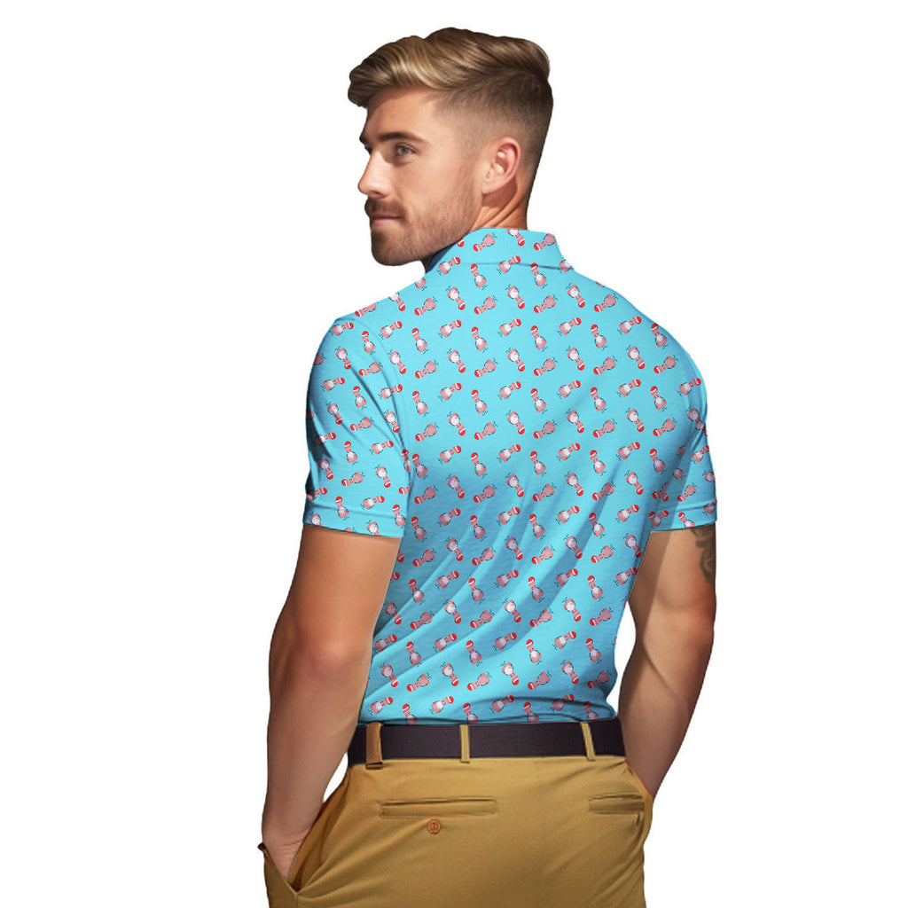Funny Christmas Cocks Pattern - Funny Golf Polo Shirt-Polo Shirt For Men-Gerbera Prints