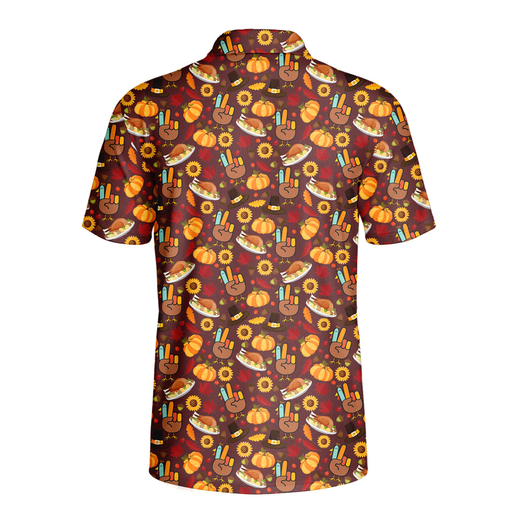 Thanksgiving Peace Turkey Funny - Golf Polo Shirt-Polo Shirt For Men-Gerbera Prints
