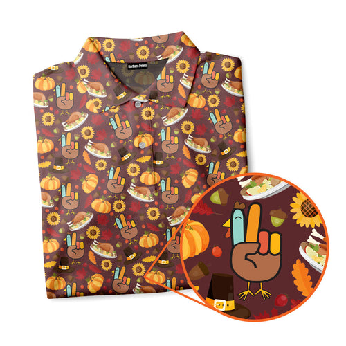 Thanksgiving Peace Turkey Funny - Golf Polo Shirt