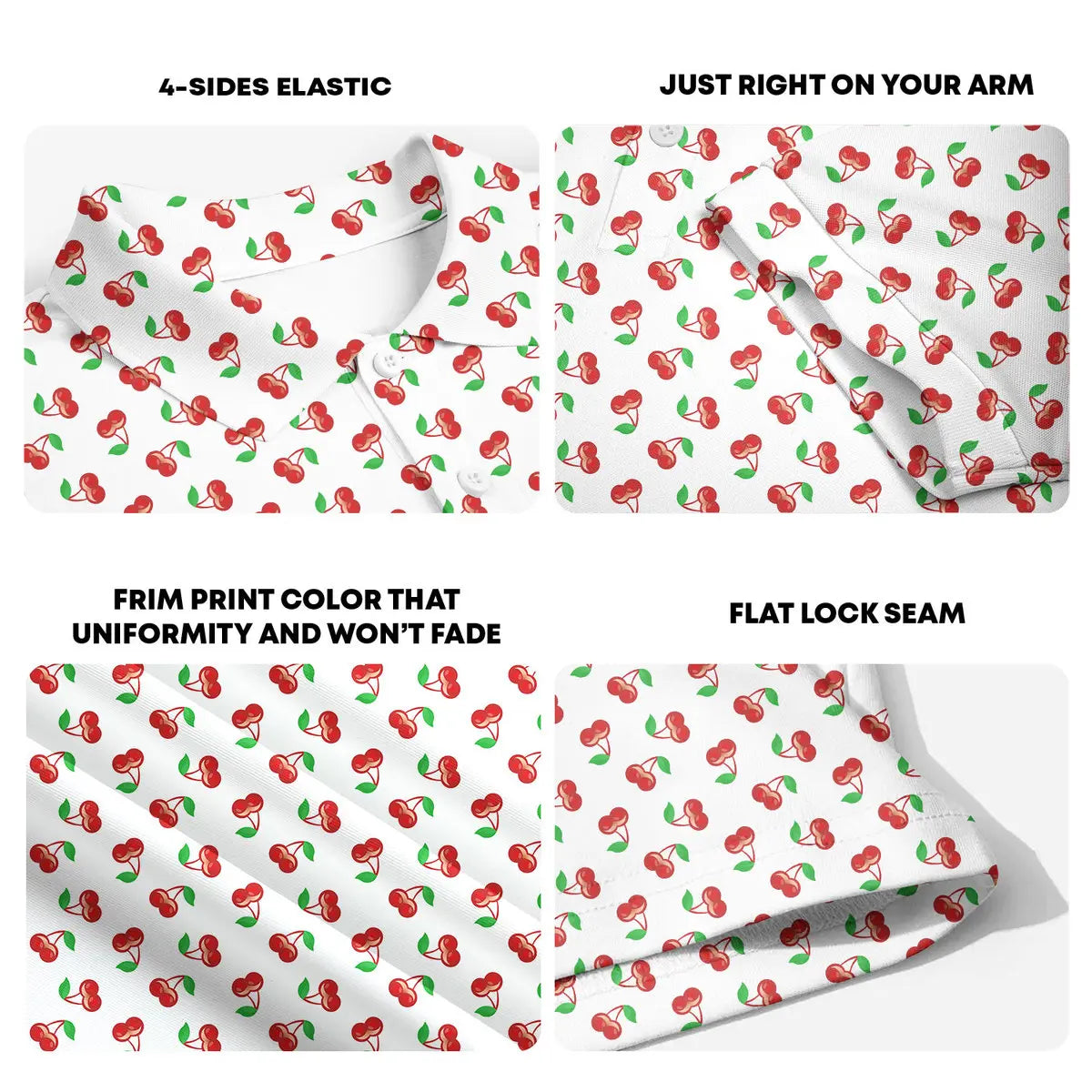 Fruits Cherry Breast-Polo Shirt For Men-Gerbera Prints