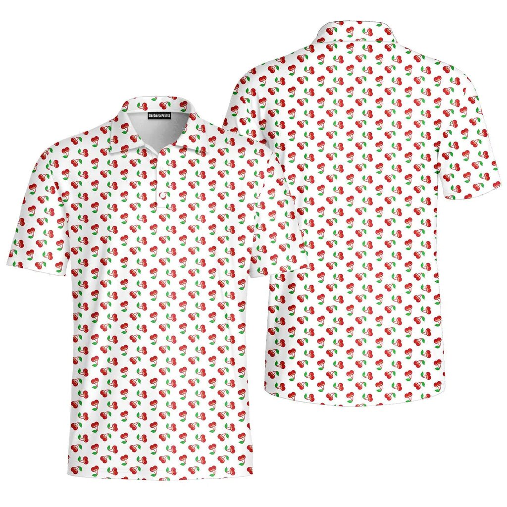 Fruits Cherry Breast-Polo Shirt For Men-Gerbera Prints