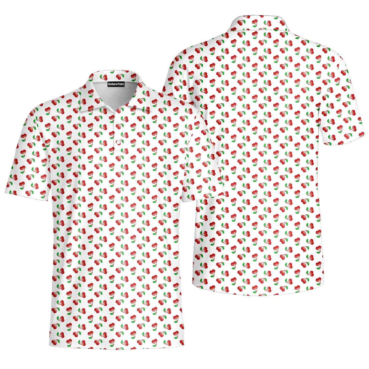 Fruits Cherry Breast-Polo Shirt For Men-Gerbera Prints