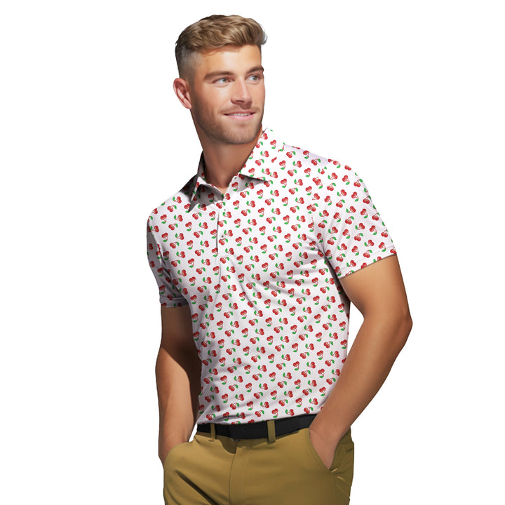 Fruits Cherry Breast - Funny Golf Polo Shirt