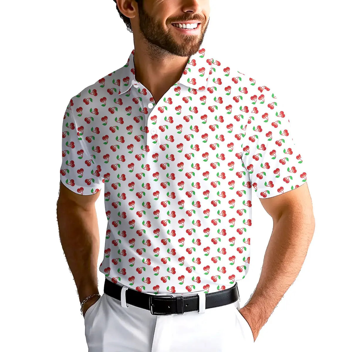 Fruits Cherry Breast-Polo Shirt For Men-Gerbera Prints