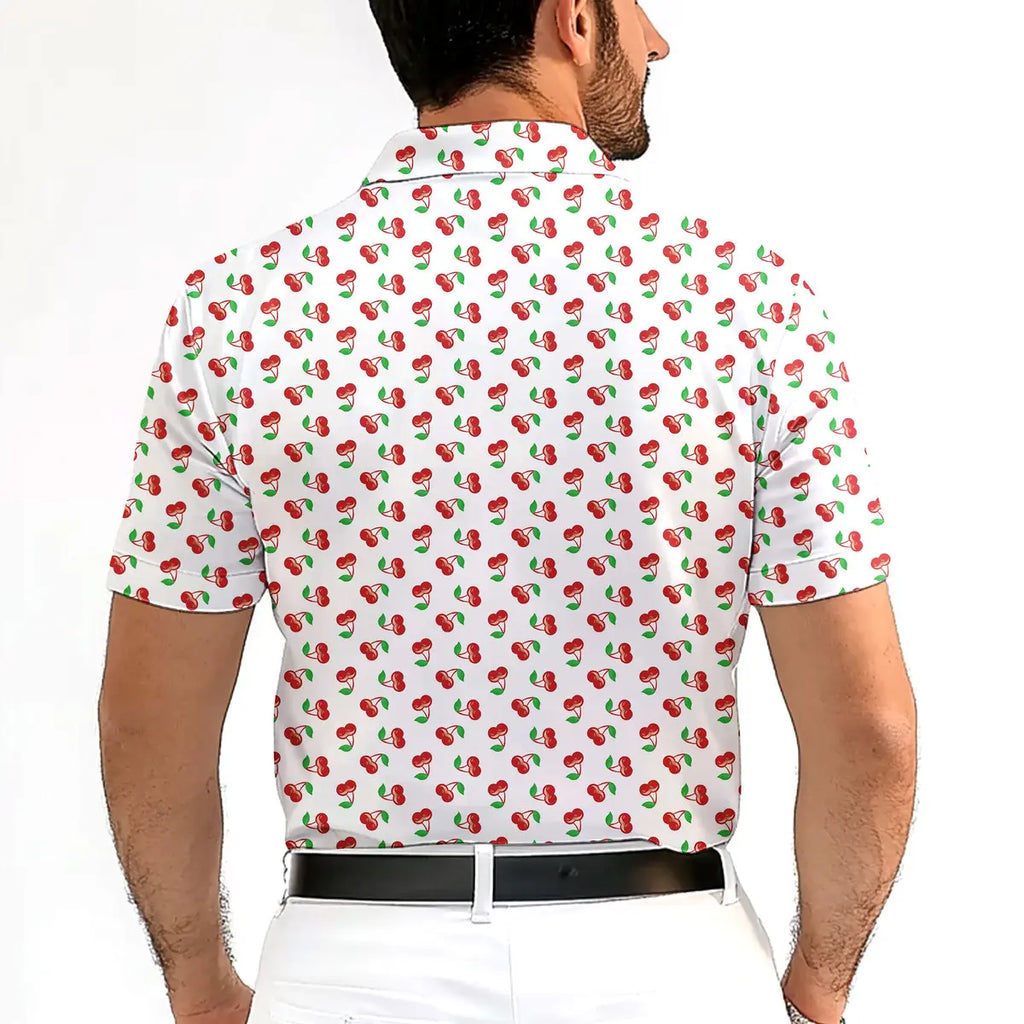 Fruits Cherry Breast-Polo Shirt For Men-Gerbera Prints