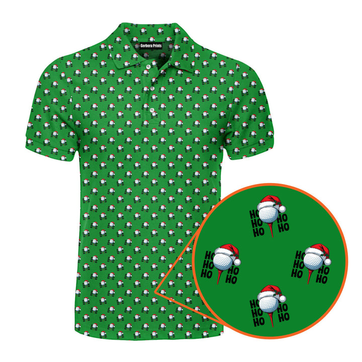 Santa Hat Golf Ball Christmas Cheer Ho Ho Ho - Golf Polo Shirt 