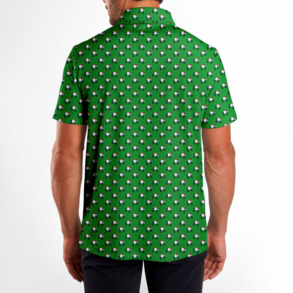 Santa Hat Golf Ball Christmas Cheer Ho Ho Ho - Golf Polo Shirt-Polo Shirt For Men-Gerbera Prints