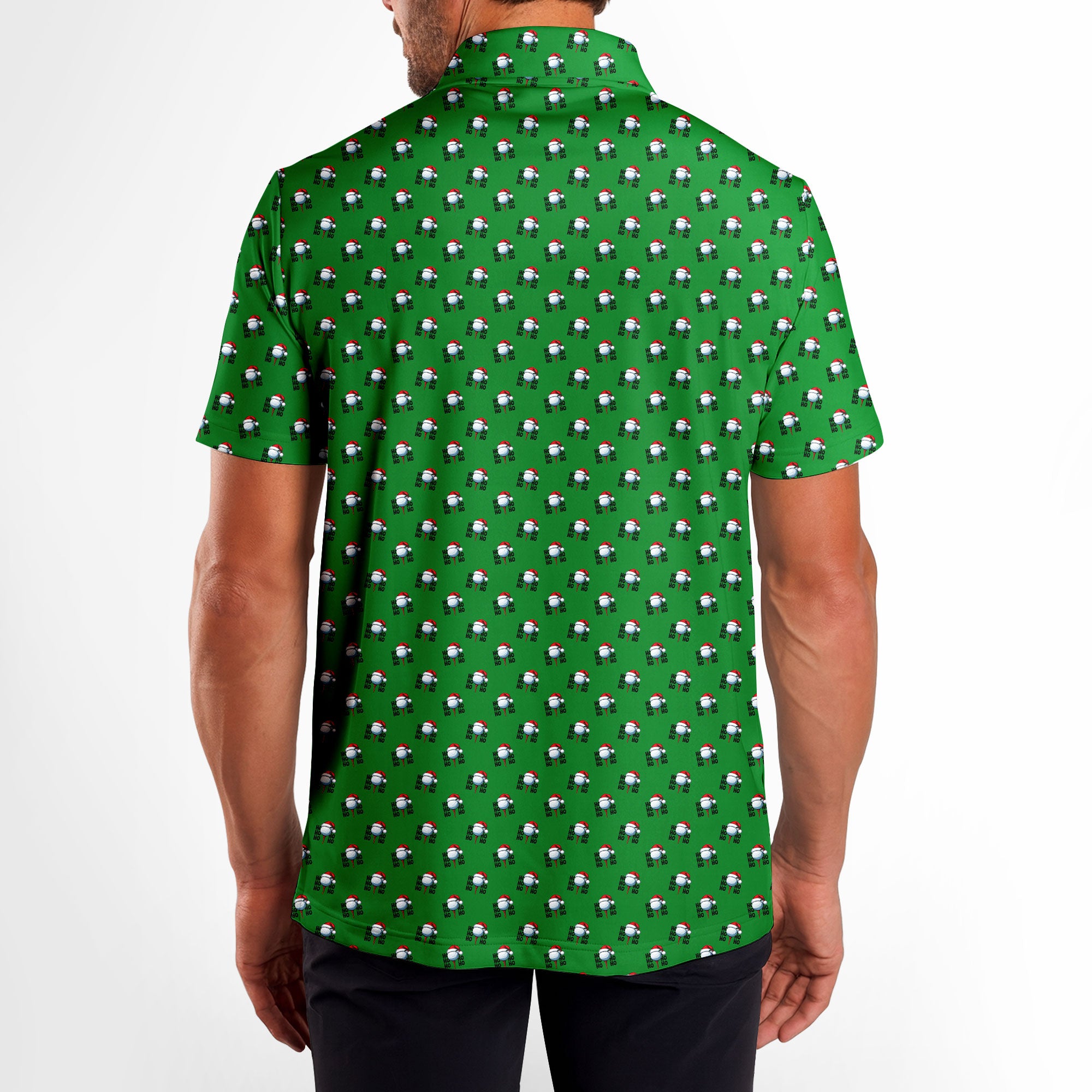 Santa Hat Golf Ball Christmas Cheer Ho Ho Ho - Golf Polo Shirt-Polo Shirt For Men-Gerbera Prints
