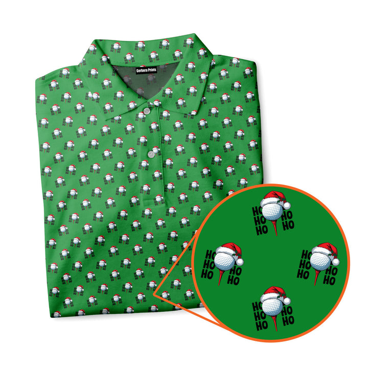 Santa Hat Golf Ball Christmas Cheer Ho Ho Ho - Golf Polo Shirt 